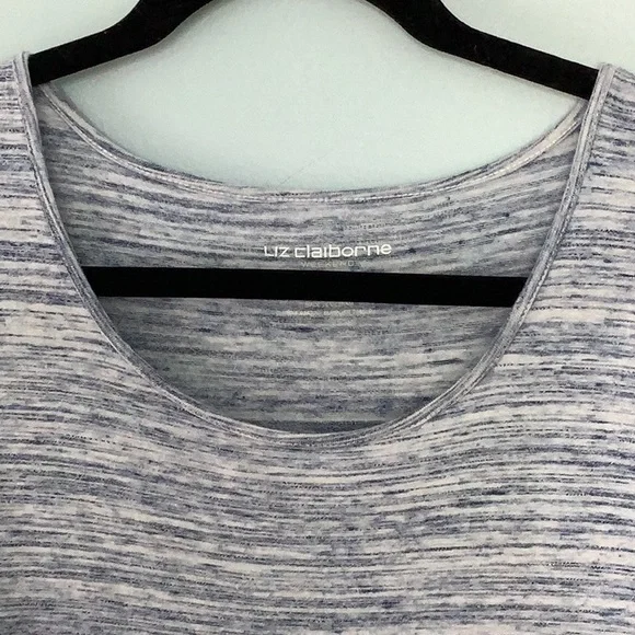 Liz Claiborne Weekend blue/white stripe scoop neck, 3/4 sleeve top Size XL - Picture 4 of 10